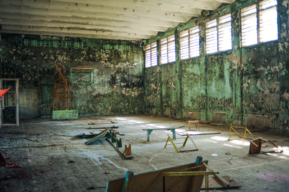  A sports hall at an abandoned school in Pripyat, Ukraine