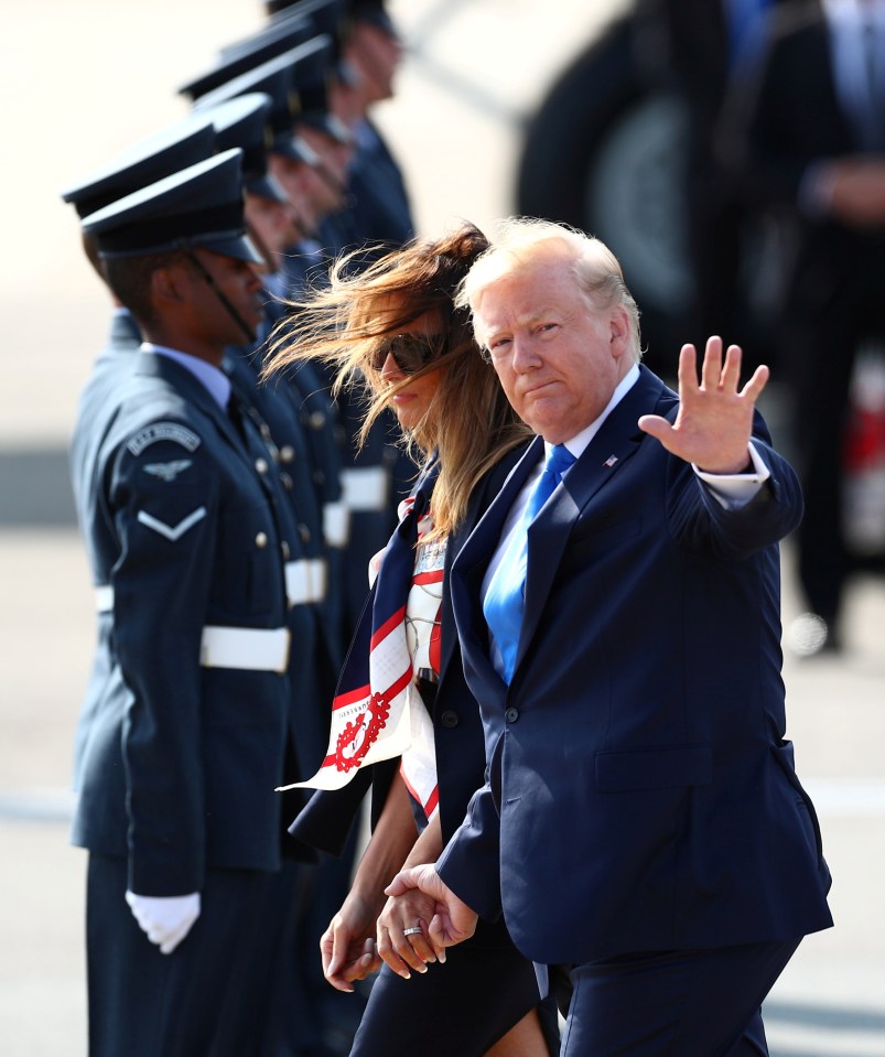  The President gave a wave as he headed off for Marine One to jet over to central London