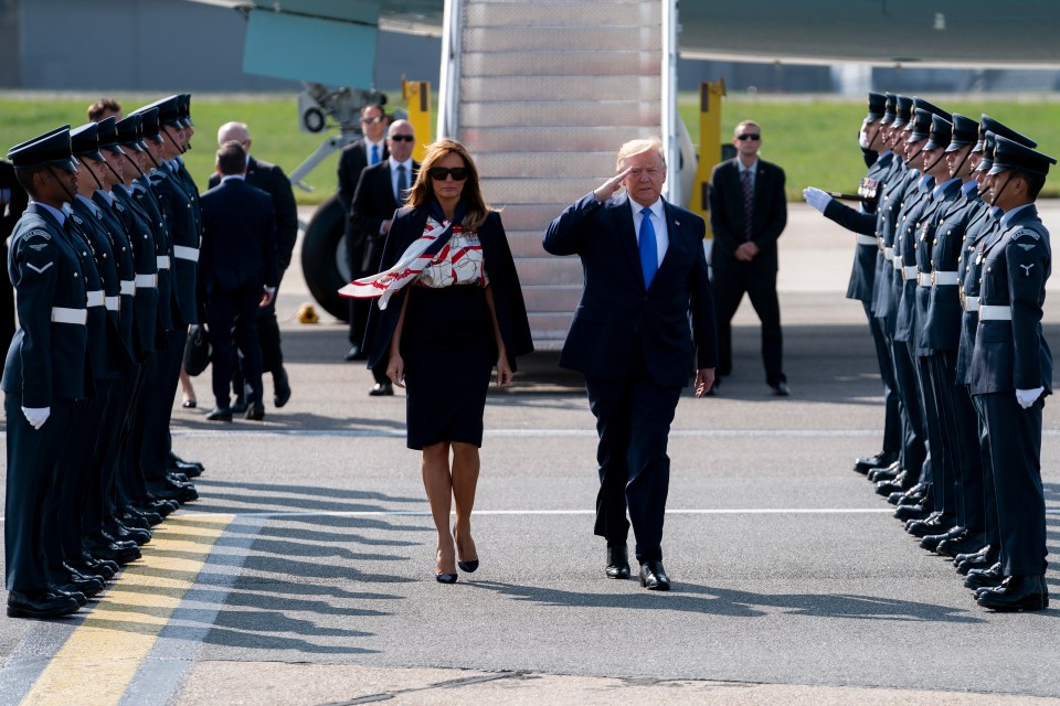  He gave a salute as members of the RAF greeted him on the way into Stansted