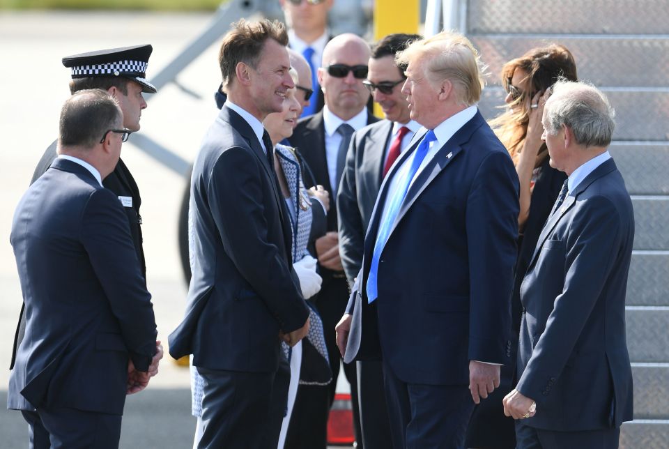  Mr Hunt met the President off the plane on Monday morning