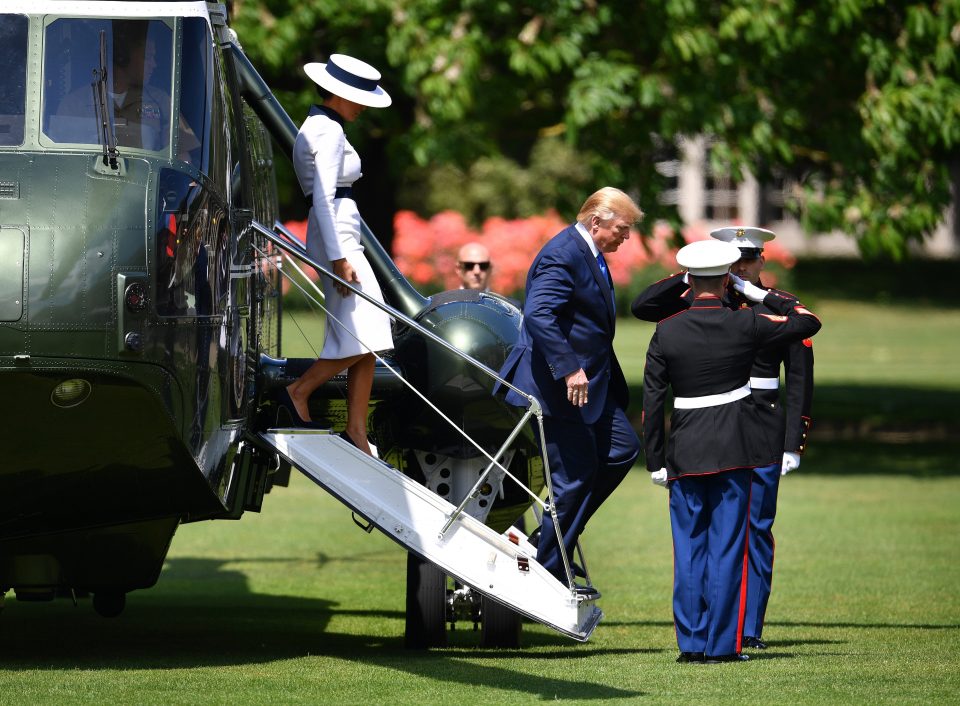  The Trumps stepping out of the presidential helicopter Marine One