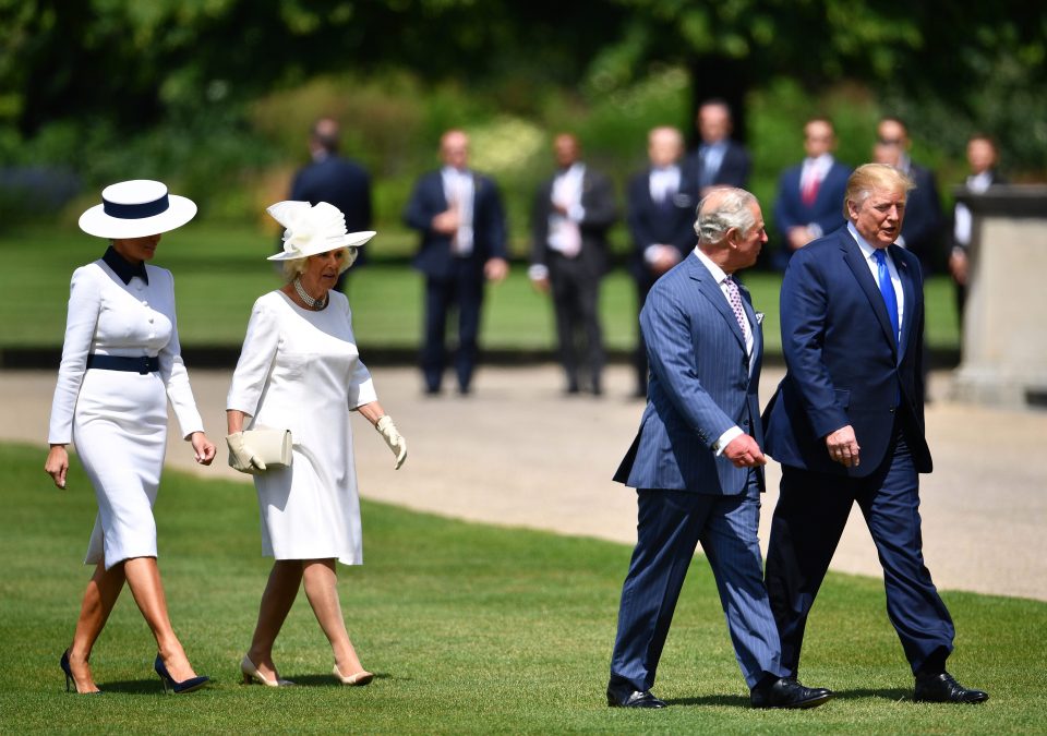  The Trumps with Charles and Camilla on the Buckingham Palace lawn