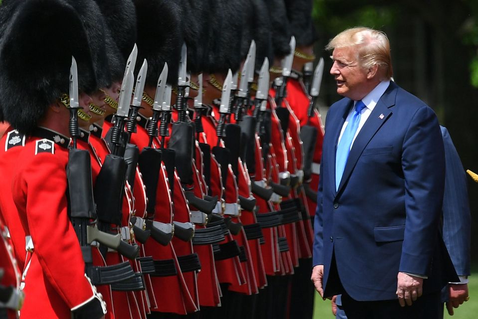  Mr Trump coming face to face with soldiers on the lawn