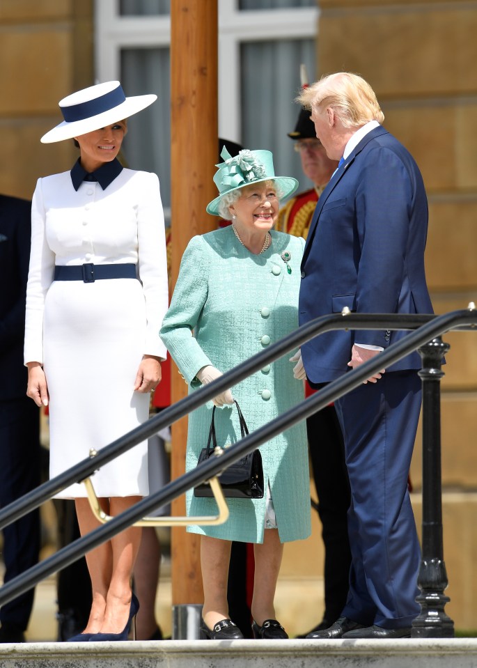  The Queen greeting Donald and Melania Trump at Buckingham Palace