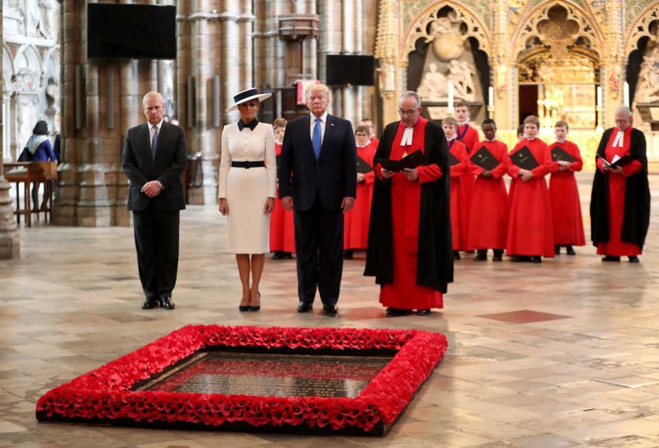  Mr Trump laid a wreath in Westminster Abbey