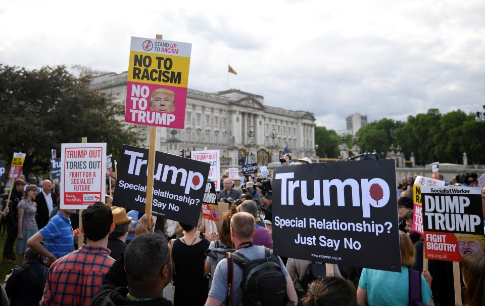  Protesters gathered outside Buckingham Palace today