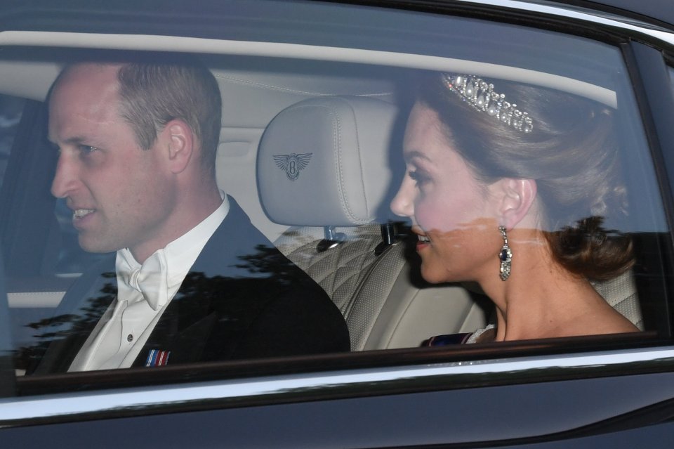  Prince William and the Duchess of Cambridge pictured in their finery making their way to the State Banquet