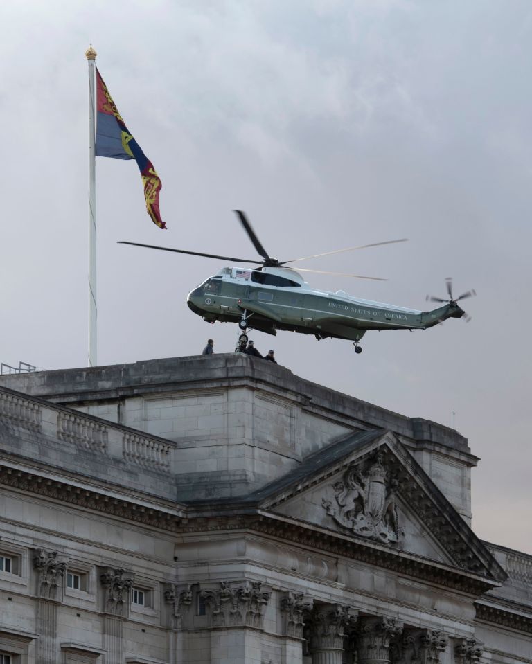  Mr Trump arriving this evening back to Buckingham Palace in Marine One