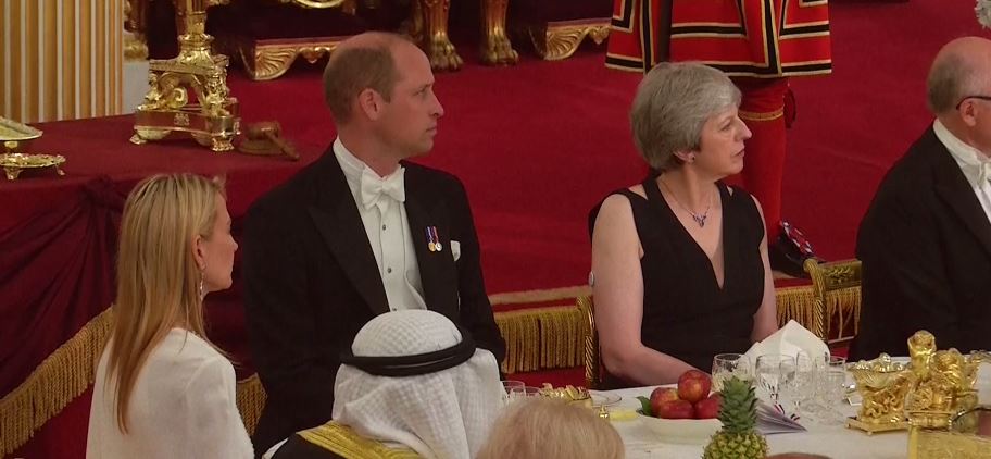  Prince William and Prime Minister Theresa May watched on as the heads of state gave their speeches