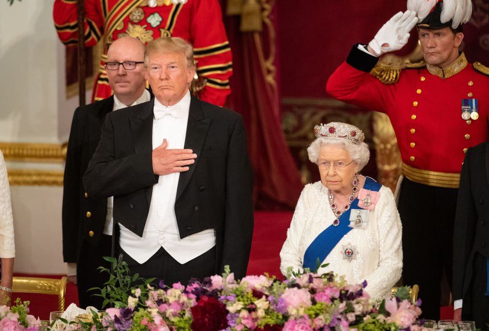 President Trump and the Queen at dinner at Buckingham Palace on June 3