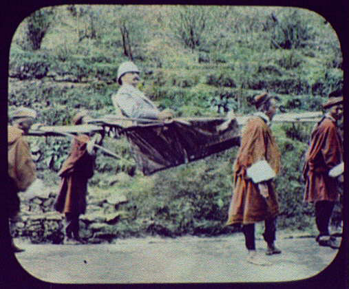  Jospeh Pangborn is carried around by four Indian porters