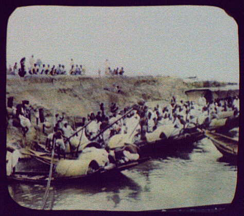  Fishing boats jostle for prime position on the Ganges