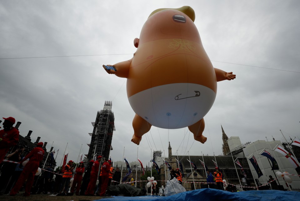  The blimp flying over Parliament Square