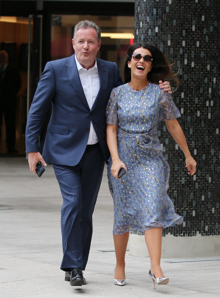  Piers Morgan with laughing Susanna Reid outside the ITV Studios. Susanna says she trusts her GMB co-host