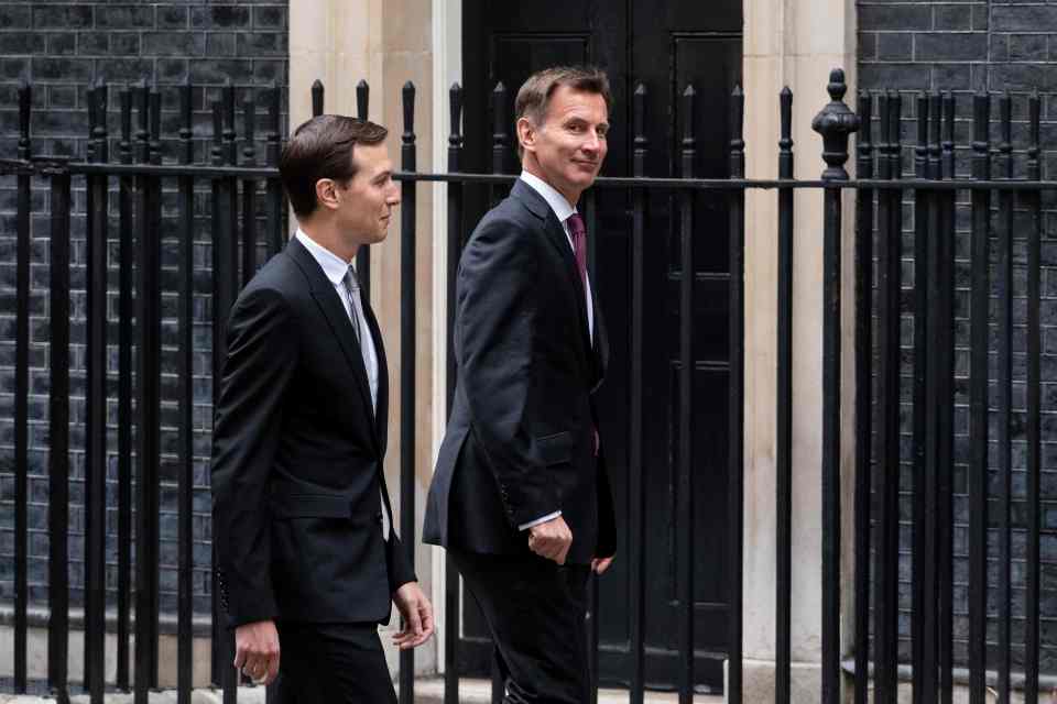  Mr Hunt with the President's son-in-law Jared Kushner in Downing Street yesterday