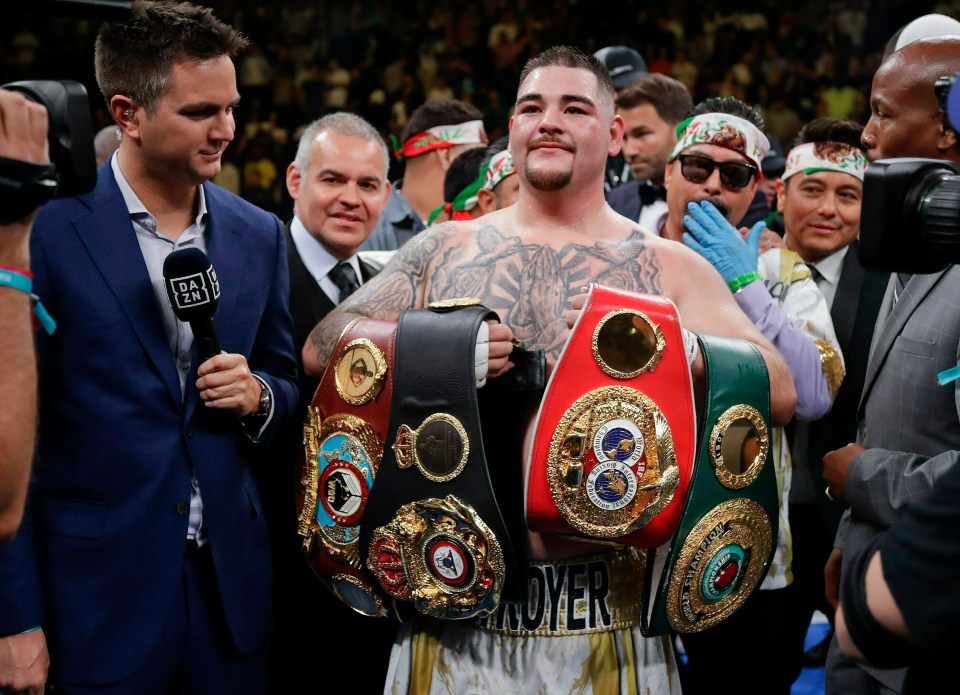  Andy Ruiz Jr holds three world belts after beating Anthony Joshua - but could be forced to face the mandatory challenger