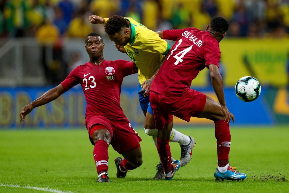  Neymar went down in agony after a tough tackle from defender Salem Al Hajri