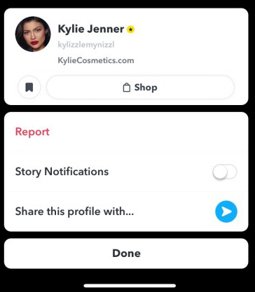  Snapchat users can now click the "Shop" icon on Kylie Jenner's Snapchat account to shop her products from within the app