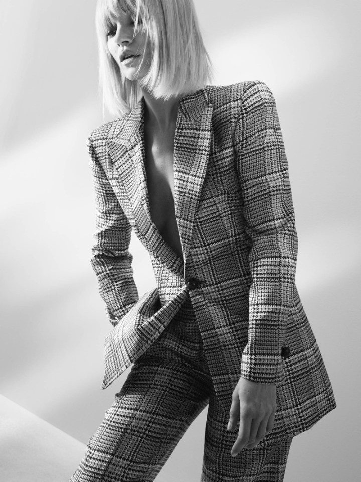  Kate Moss wears a checked suit for Giorgio Armani autumn campaign