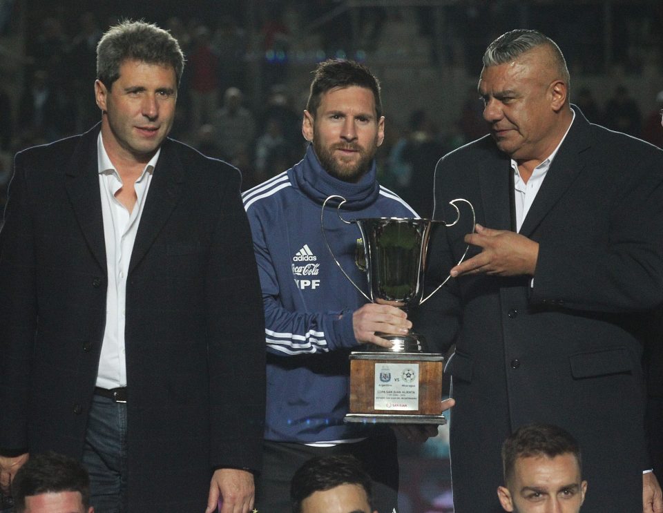  Lionel Messi was presented with the Copa Juan trophy as Argentina thrashed Nicaragua at the weekend