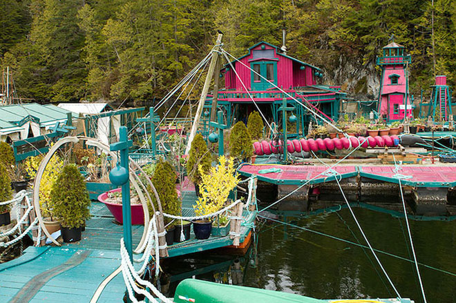  The island is constructing entirely of recycled materials, including a whale-rib archway