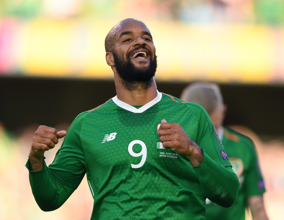 David McGoldrick celebrates – but his effort was going wide before being deflected in