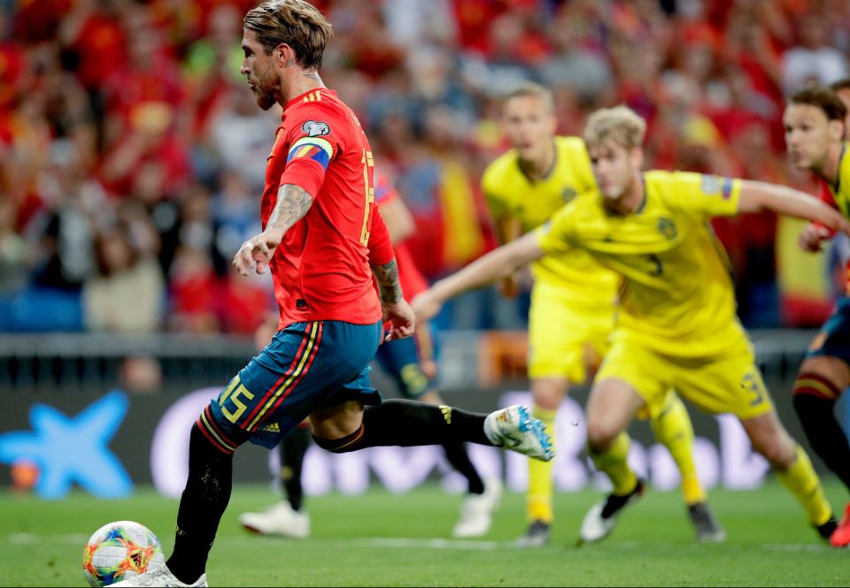 Sergio Ramos put Spain in front with this penalty at his beloved Bernabeu stadium