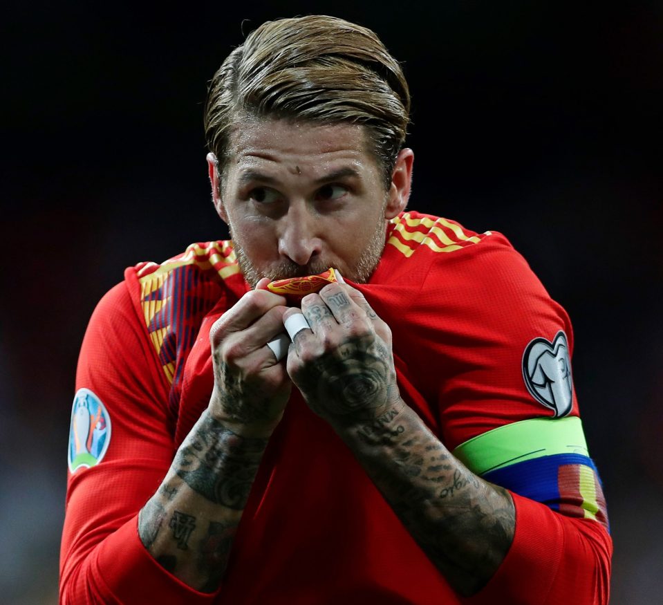 Sergio Ramos shows what it means to him after his penalty opener against Sweden