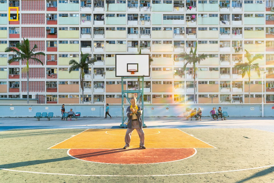  Second in the people category was Yoshiki Fujiwara with 'Daily Routine', taken at a public park at Choi Hung House in Hong Kong. The photographer said: '[The area] is [designated] for neighbourhood residents in the early morning, and there was a sacred atmosphere. I felt divinity when I saw an old man doing tai chi in the sun'