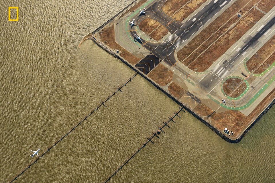  Jassen Todorov's 'The Age of Aviation' shows the runways at San Francisco's International Airport. It won second place in the cities category. He said: 'I had dreams of documenting the motion at SFO and [arranged] permission to fly directly overhead. What a windy day it was. Winds at SFO were 35-45 miles per hour, which meant a bumpy flight, and itwas much harder to control the plane while photographing'