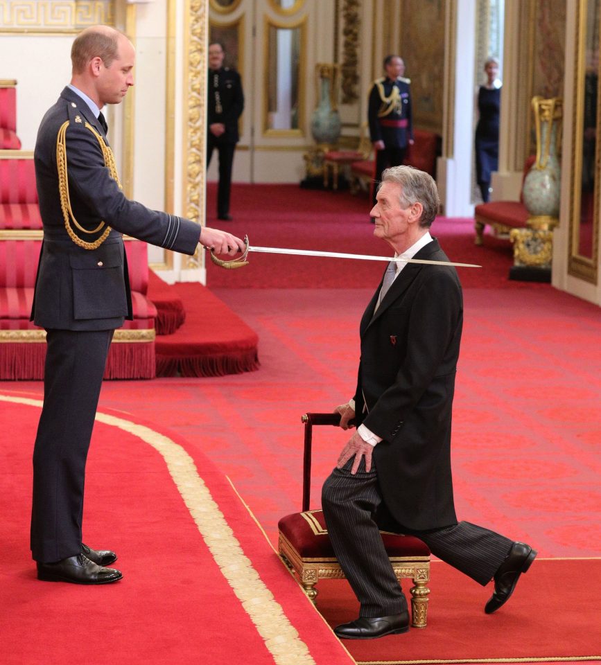  Monty Python legend Michael Palin goes down on one knee to be knighted yesterday