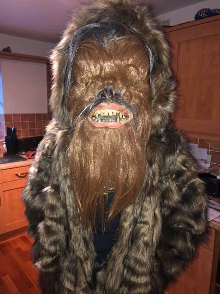  He also picked up a rubber Chewbacca mask