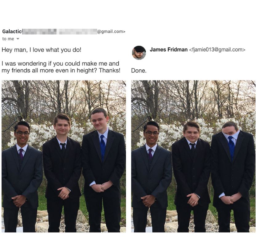  This lad got more than he bargained for when he asked to be the same height as his mates