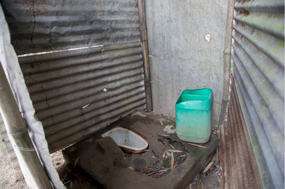 A homemade toilet in Assam, where some families are forced to venture into the jungle to defecate