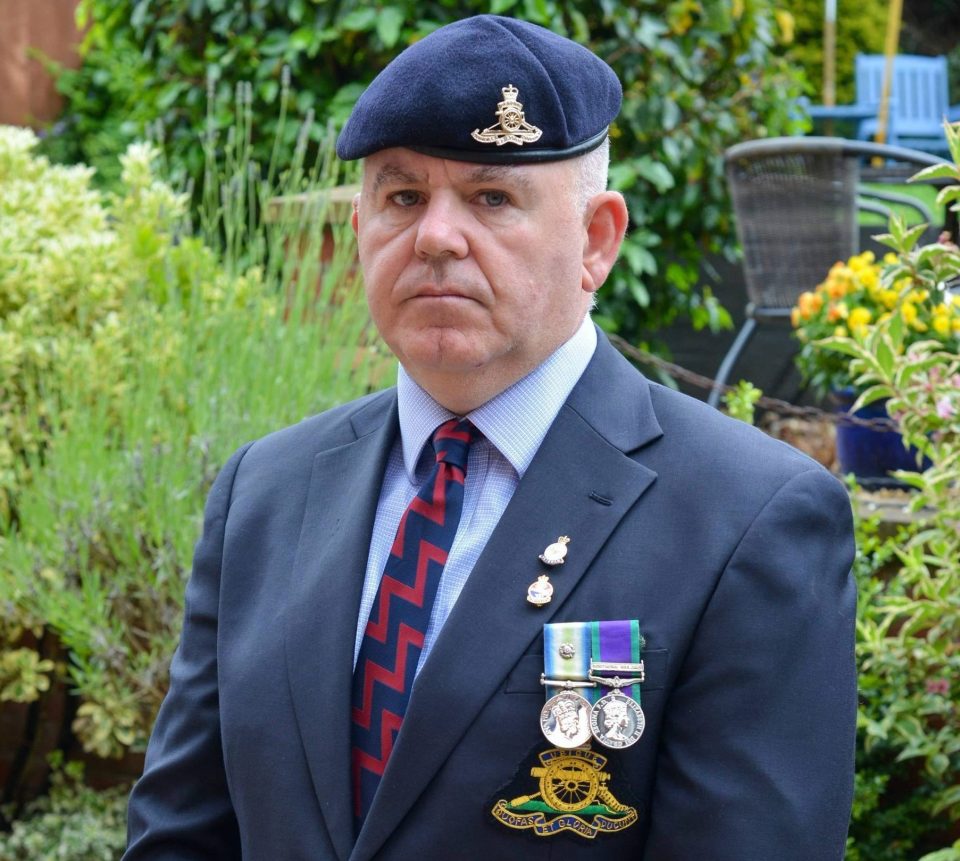 Decorated war veteran Tony McNally, 57, had cops call at his home over a jokey Brexit tweet