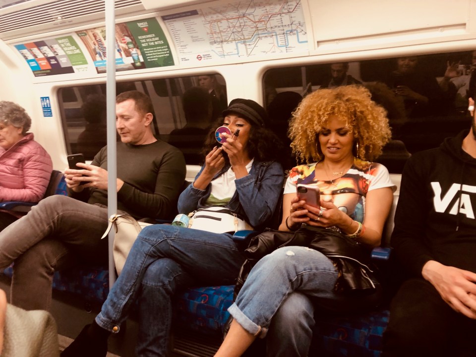  Mel was spotted doing her make-up on the underground