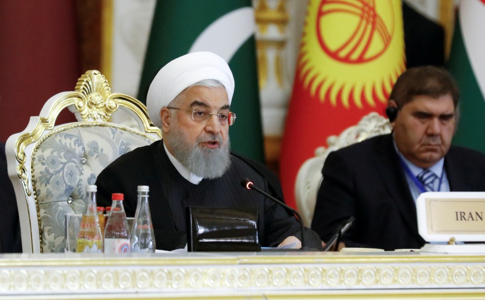  Iranian President Hassan Rouhani delivers a speech at the Conference on Interaction and Confidence-Building Measures in Asia in Tajikistan