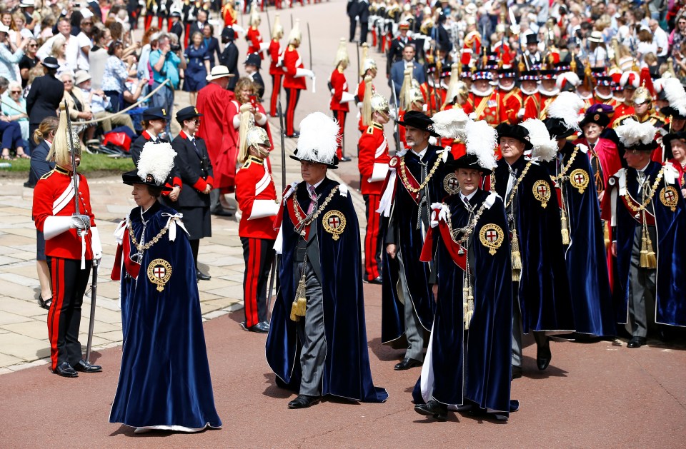  Princess Anne, Prince Andrew, Prince Edward, Spain's King Felipe and Dutch King Willem-Alexander in their robes at the annual service