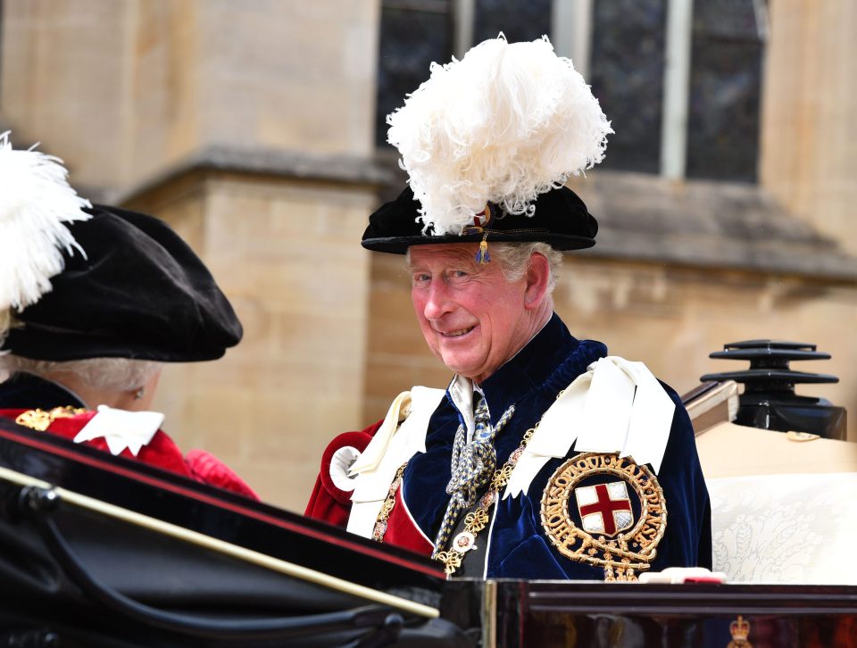  Prince Charles wearing his robes during the Order of the Garter service