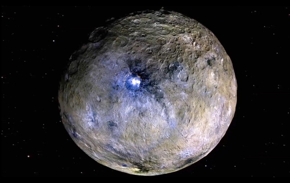 An artist’s impression of Ceres, an asteroid so big that it is technically a dwarf planet