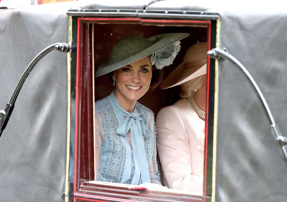 The Duchess of Cambridge arriving with The Queen to the first day of the Royal Ascot