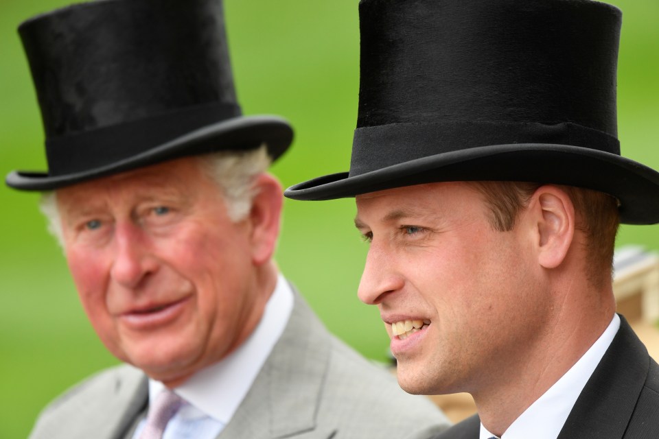 The Duke of Cornwall and Prince Williams wearing top hats as they enter the Royal Ascot