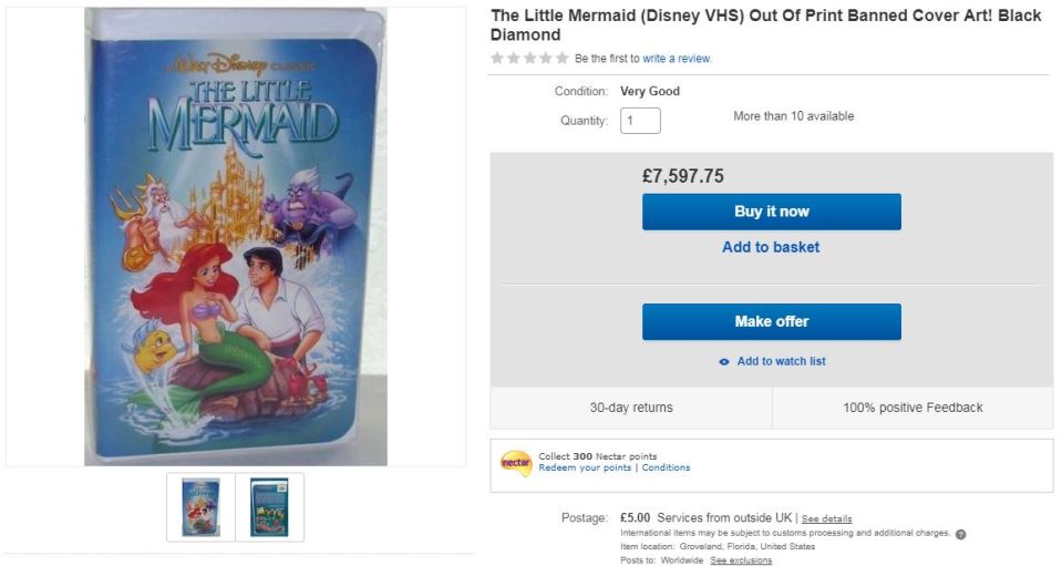  This Little Mermaid VHS was being flogged for over £7,500