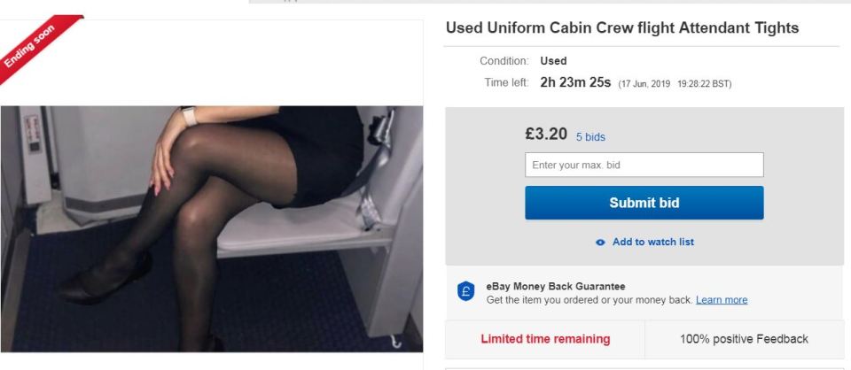 Air stewardesses are selling their used tights for £20 online