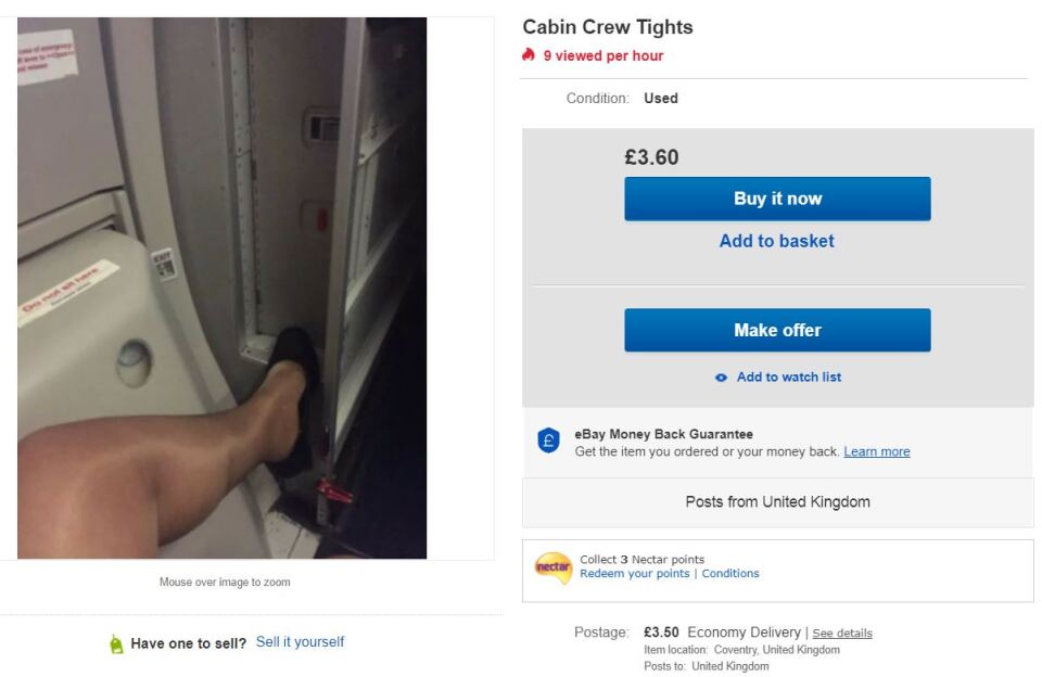 The listings are a regular way to get extra cash, one cabin crew member said