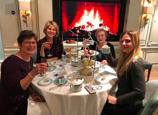  Ruth having afternoon tea with Julia - left - and her mum and niece