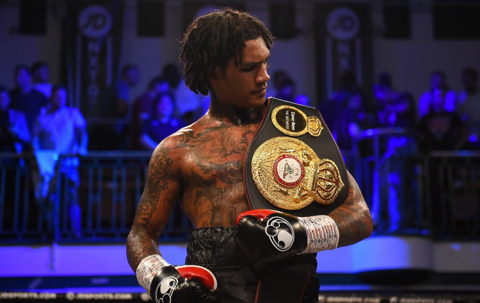 Conor Benn shows off his WBA Continental Welterweight belt