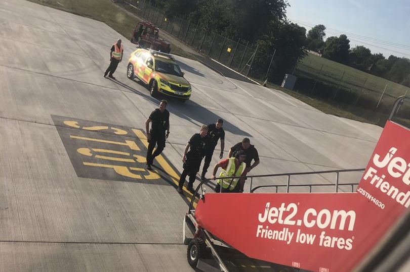 Police boarded the flight after it landed at Standsted Airport at 5.49pm