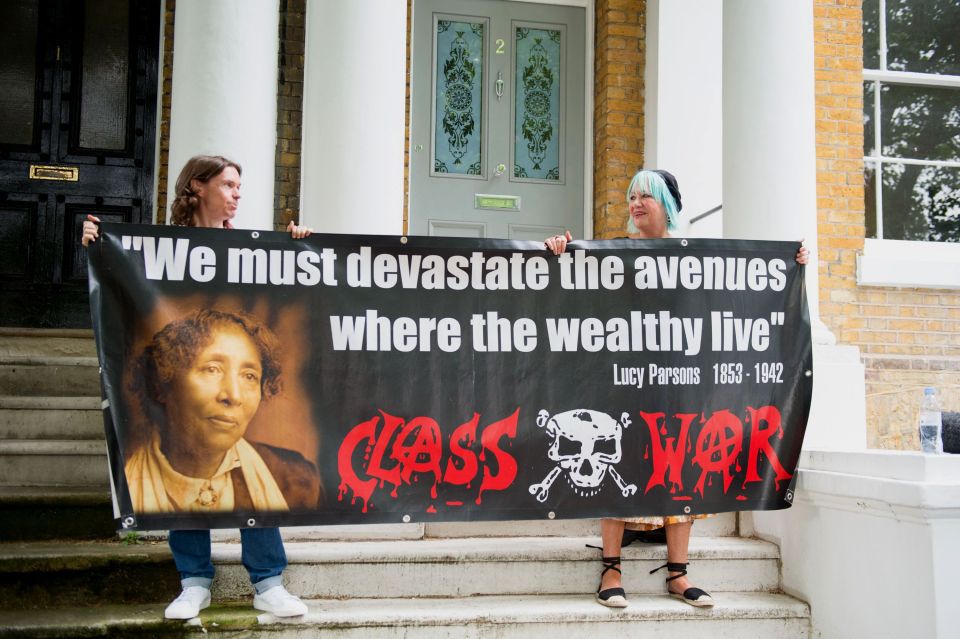  Class War anarchists outside Boris' house in Camberwell