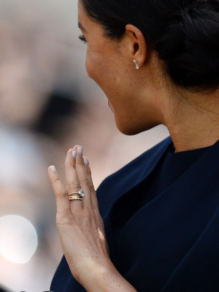 Her £4,350 eternity ring is believed to be a gift from Prince Harry to celebrate their first wedding anniversary